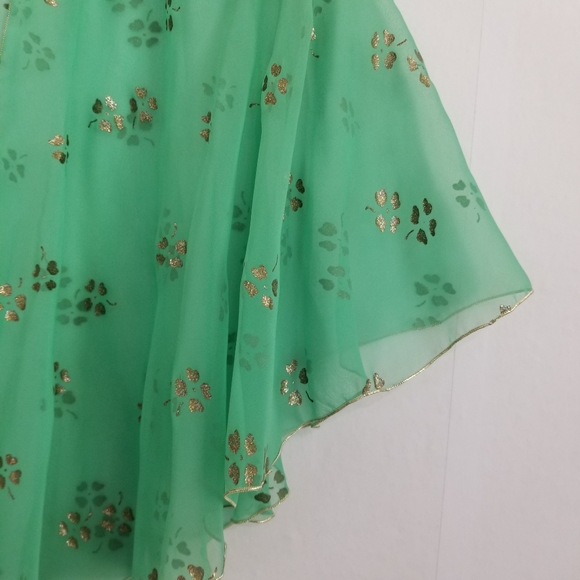 Vintage Green Sheer Shawl Cape OS - Picture 8 of 9